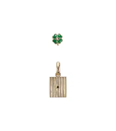 Yvonne Leon Yvonne Léon Trèfle and Le Cubo 9kt gold and enamel single earring and pendant set with diamonds | Thumbnail 1