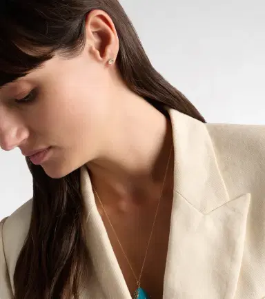 Yvonne Leon Yvonne Léon Coquillage and Le Cubo 9kt gold single earring and pendant set with diamonds | Thumbnail 2