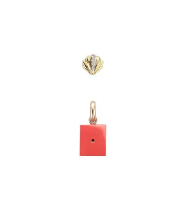 Yvonne Leon Yvonne Léon Coquillage and Le Cubo 9kt gold single earring and pendant set with diamonds | Thumbnail 1