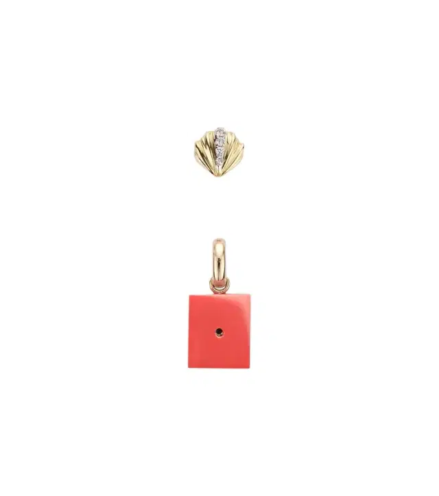Yvonne Leon Yvonne Léon Coquillage and Le Cubo 9kt gold single earring and pendant set with diamonds