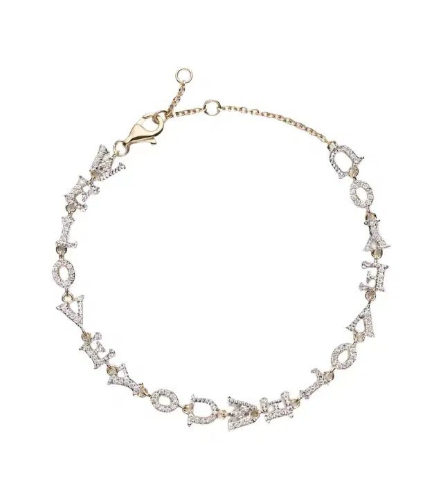 Yvonne Leon Yvonne Léon We Love You 9kt gold chain bracelet with diamonds