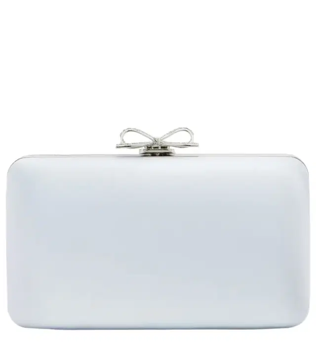 Bow embellished satin clutch