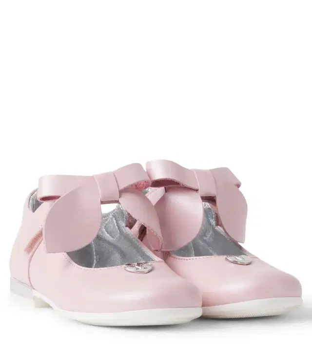 Baby bow-detail leather ballet flats