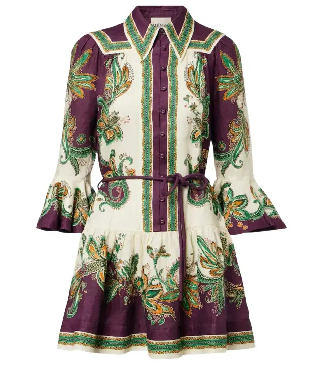 Alémais Ruthie printed ruffled linen minidress