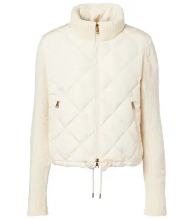 Moncler Down-paneled cotton-blend cardigan | Thumbnail 1 Moncler Down-paneled cotton-blend cardigan | Thumbnail 1