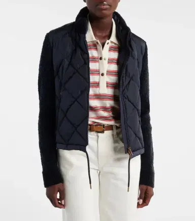 Moncler Down-paneled cotton-blend cardigan | Thumbnail 4 Moncler Down-paneled cotton-blend cardigan | Thumbnail 4