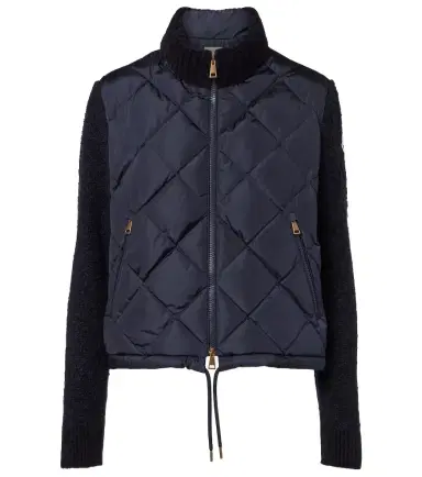 Moncler Down-paneled cotton-blend cardigan | Thumbnail 1 Moncler Down-paneled cotton-blend cardigan | Thumbnail 1