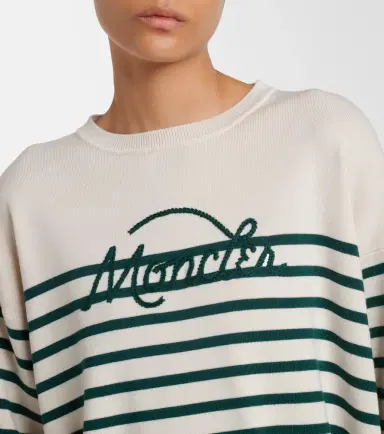 Moncler Embroidered striped virgin wool sweater | Thumbnail 3