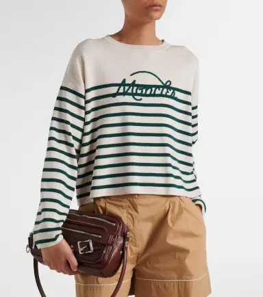 Moncler Embroidered striped virgin wool sweater | Thumbnail 4