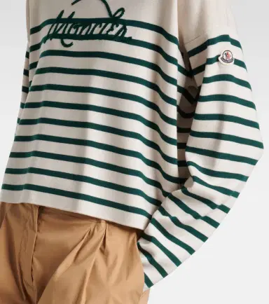Moncler Embroidered striped virgin wool sweater | Thumbnail 6