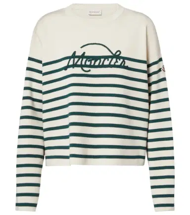 Moncler Embroidered striped virgin wool sweater | Thumbnail 1