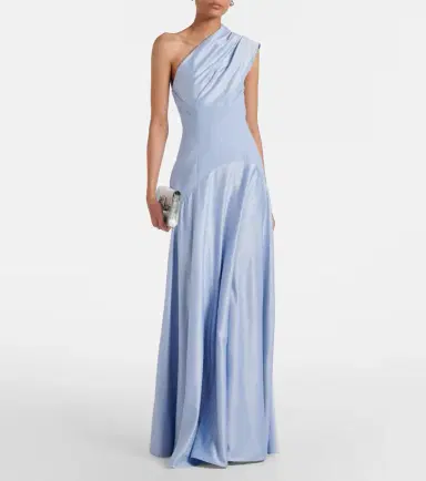 Solace London Gabriela one-shoulder crêpe and satin gown | Thumbnail 3