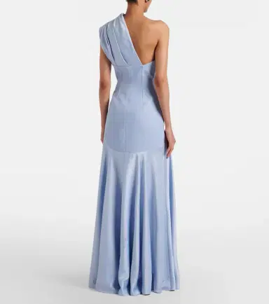 Solace London Gabriela one-shoulder crêpe and satin gown | Thumbnail 4