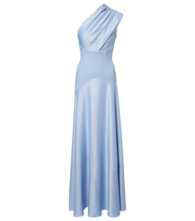 Gabriela one-shoulder crêpe and satin gown