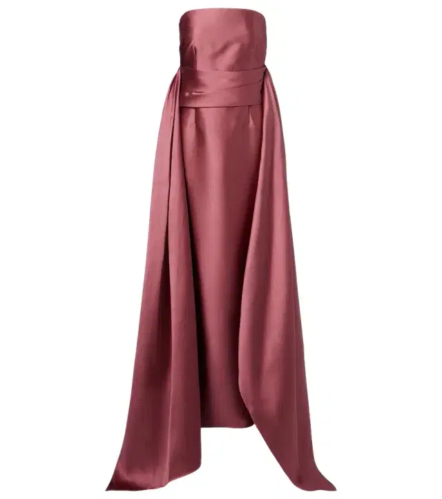 Draped strapless satin gown