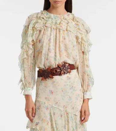 Ulla Johnson Willow ruffled floral silk blouse | Thumbnail 2