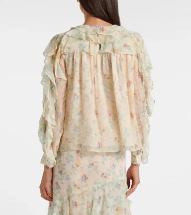 Ulla Johnson Willow ruffled floral silk blouse | Thumbnail 3