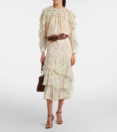 Ulla Johnson Willow ruffled floral silk blouse | Thumbnail 4