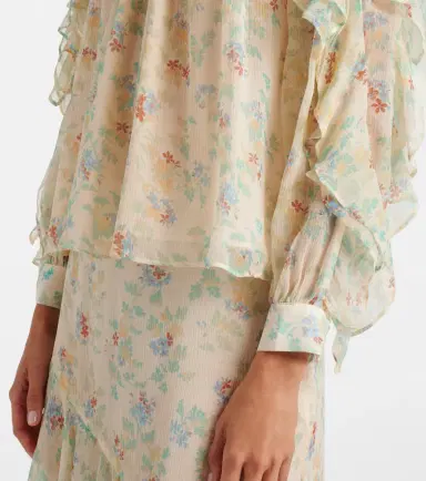 Ulla Johnson Willow ruffled floral silk blouse | Thumbnail 5