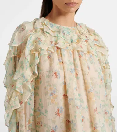 Ulla Johnson Willow ruffled floral silk blouse | Thumbnail 6