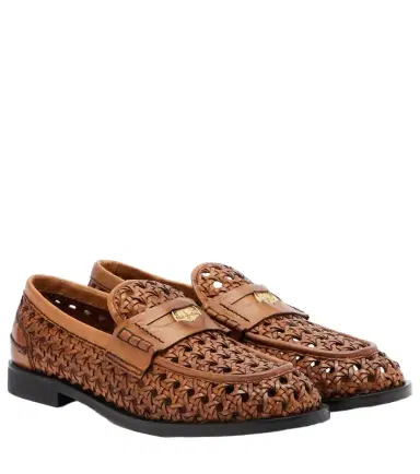 Miu Miu Woven leather penny loafers | Thumbnail 1
