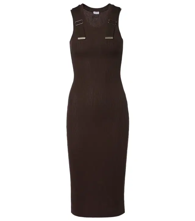 Loewe Ribbed-knit cotton-blend midi dress