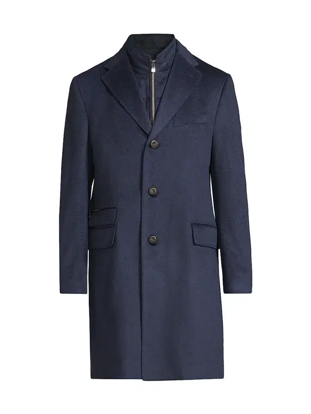 Corneliani Men's ID Tailored Wool Coat - Mid Blue