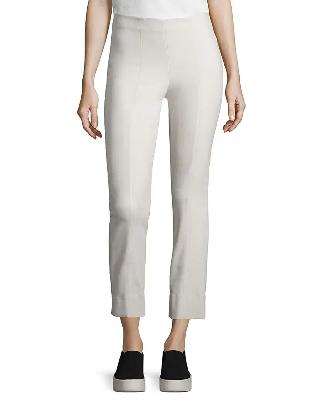 Vince Women's Bobbi Stitch-Front Seamed Mid-Rise Leggings - Gesso