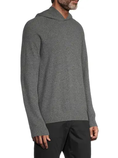 Vince Men's Wool & Cashmere Hooded Sweater - Medium Grey | Thumbnail 4 Vince Men's Wool & Cashmere Hooded Sweater - Medium Grey | Thumbnail 4