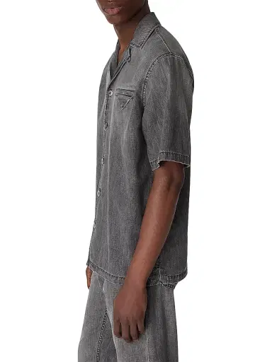 Bottega Veneta Men's Denim Short-Sleeve Shirt - Washed Black | Thumbnail 3