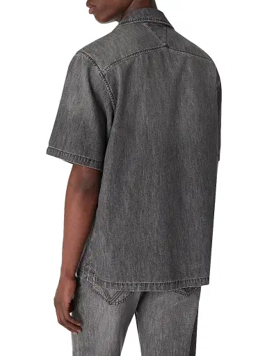 Bottega Veneta Men's Denim Short-Sleeve Shirt - Washed Black | Thumbnail 4
