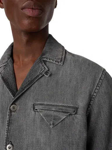Bottega Veneta Men's Denim Short-Sleeve Shirt - Washed Black | Thumbnail 5