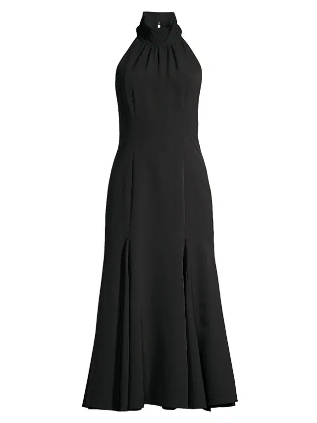 Milly Women's Penelope High-Neck Midi-Dress - Black