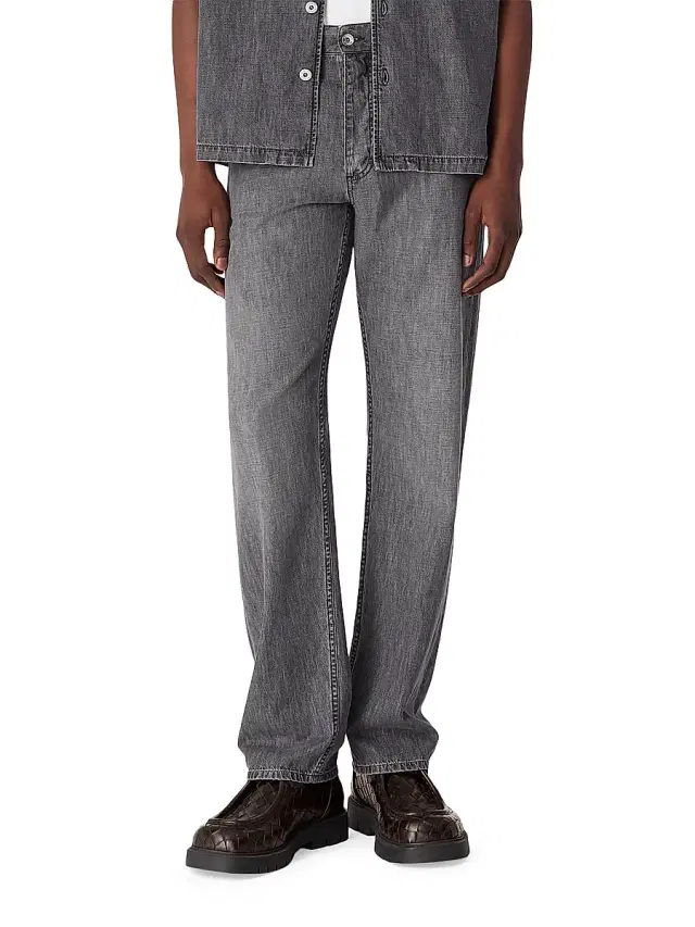 Bottega Veneta Men's Vintage-Washed Straight-Leg Jeans - Washed Black