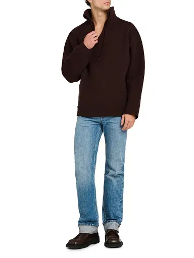 Bottega Veneta Men's Wool Chunky Compact-Knit Sweater - Ebony - Size Medium | Thumbnail 2 Bottega Veneta Men's Wool Chunky Compact-Knit Sweater - Ebony - Size Medium | Thumbnail 2