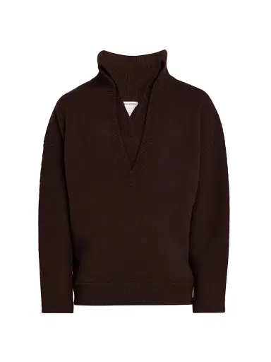 Bottega Veneta Men's Wool Chunky Compact-Knit Sweater - Ebony - Size Medium | Thumbnail 1 Bottega Veneta Men's Wool Chunky Compact-Knit Sweater - Ebony - Size Medium | Thumbnail 1