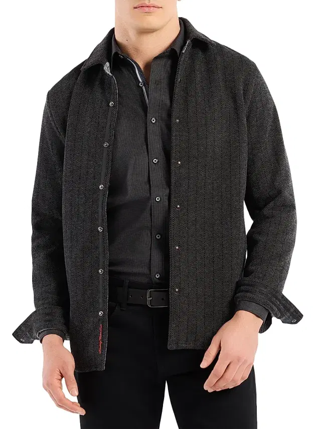 Robert Graham Men's Wylie Plaid Shirt Jacket - Black