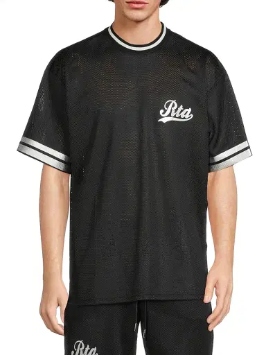RTA Men's Colin Logo Knit T-Shirt - Black With Silver Foil | Thumbnail 3