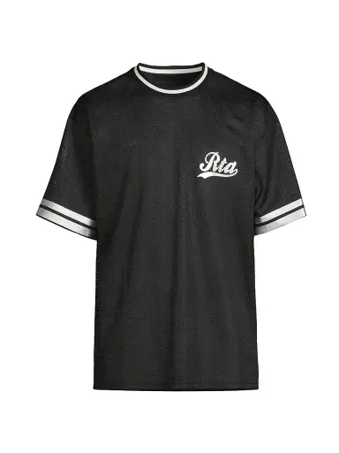 RTA Men's Colin Logo Knit T-Shirt - Black With Silver Foil | Thumbnail 1