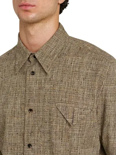 Bottega Veneta Men's Tweed Button-Front Shirt | Thumbnail 6