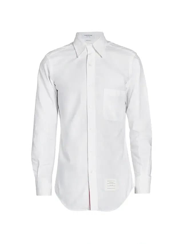Thom Browne Men's Classic Button-Down Long-Sleeve Dress Shirt - White