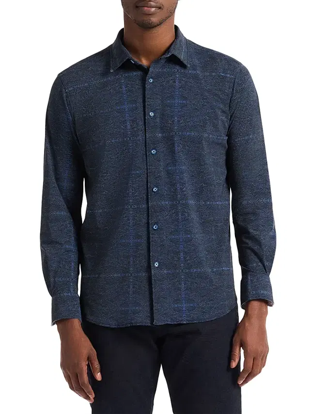 Robert Graham Men's Irving Motion Button-Front Shirt - Navy