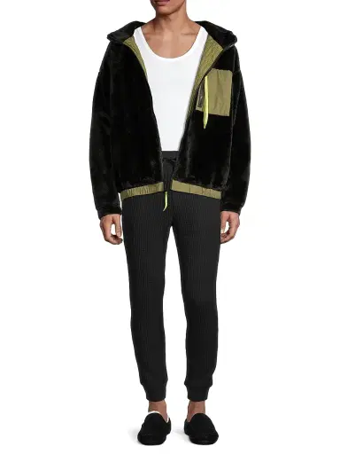 UGG Men's Kairo Faux Shearling Zip-Up Jacket - Black | Thumbnail 2