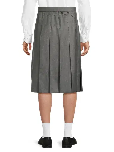 Thom Browne Men's Pleated Wool Twill Skirt - Grey - Size Large | Thumbnail 5 Thom Browne Men's Pleated Wool Twill Skirt - Grey - Size Large | Thumbnail 5