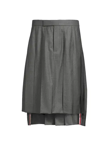 Thom Browne Men's Pleated Wool Twill Skirt - Grey - Size Large | Thumbnail 1 Thom Browne Men's Pleated Wool Twill Skirt - Grey - Size Large | Thumbnail 1