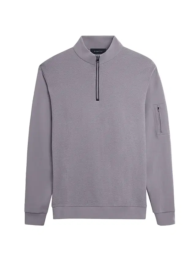 Bugatchi Men's Quarter-Zip Knit Jacket - Platinum