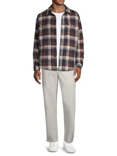 Rails Men's Berkshire Herringbone Plaid Button-Front Shirt Jacket - Navy Umber Cream | Thumbnail 2 Rails Men's Berkshire Herringbone Plaid Button-Front Shirt Jacket - Navy Umber Cream | Thumbnail 2