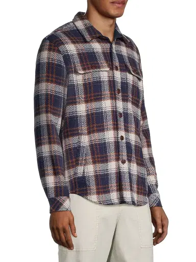 Rails Men's Berkshire Herringbone Plaid Button-Front Shirt Jacket - Navy Umber Cream | Thumbnail 4 Rails Men's Berkshire Herringbone Plaid Button-Front Shirt Jacket - Navy Umber Cream | Thumbnail 4