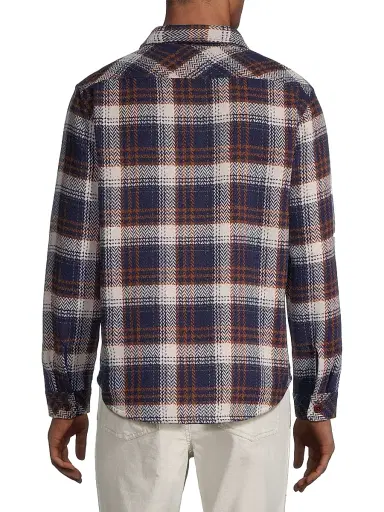 Rails Men's Berkshire Herringbone Plaid Button-Front Shirt Jacket - Navy Umber Cream | Thumbnail 5 Rails Men's Berkshire Herringbone Plaid Button-Front Shirt Jacket - Navy Umber Cream | Thumbnail 5