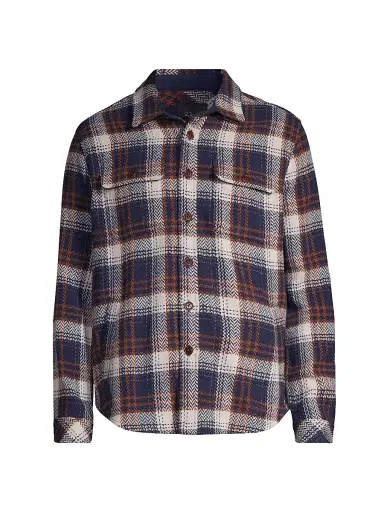 Rails Men's Berkshire Herringbone Plaid Button-Front Shirt Jacket - Navy Umber Cream | Thumbnail 1 Rails Men's Berkshire Herringbone Plaid Button-Front Shirt Jacket - Navy Umber Cream | Thumbnail 1